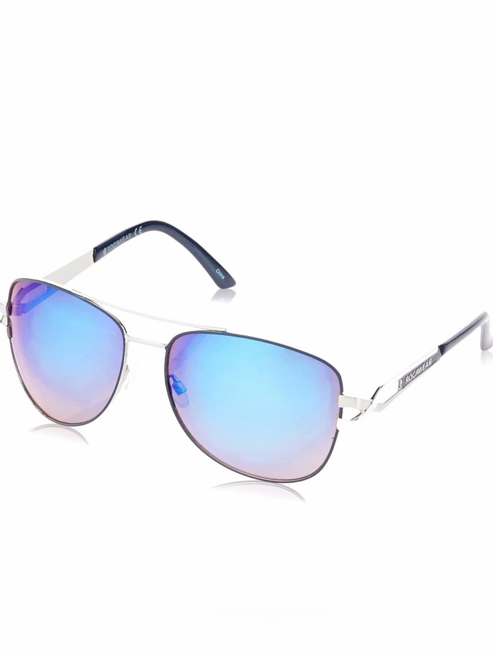 S20 ROCAWEAR Silver Frame R1207Sunglasses with Blue Mirrored Lenses NWT